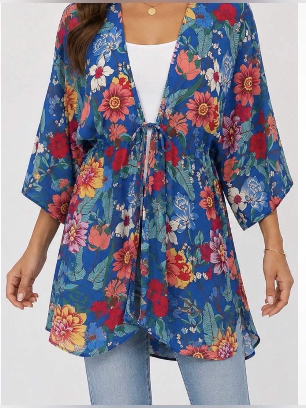 Umgee Womenās Floral Kimono Cardigan ā Size M.